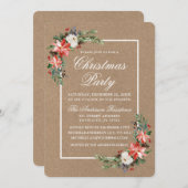 Waterverf Poinsettia kerstparty Kraft Kaart (Voorkant / Achterkant)