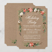 Waterverf Poinsettia Kraft Holiday Partij Kaart (Voorkant / Achterkant)