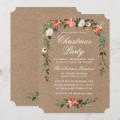 Waterverf Poinsettia Kraft kerstfeest Kaart (Voorkant / Achterkant)