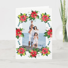 Waterverf Poinsettia Krans - Vakantie gevouwen Kaa Feestdagen Kaart