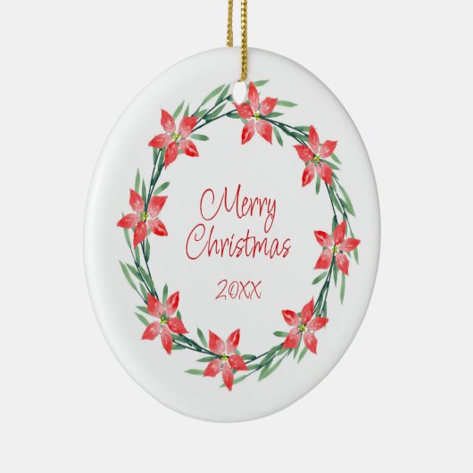 Waterverf Poinsettia laat Wreator Keramisch Ornament (Rechts)