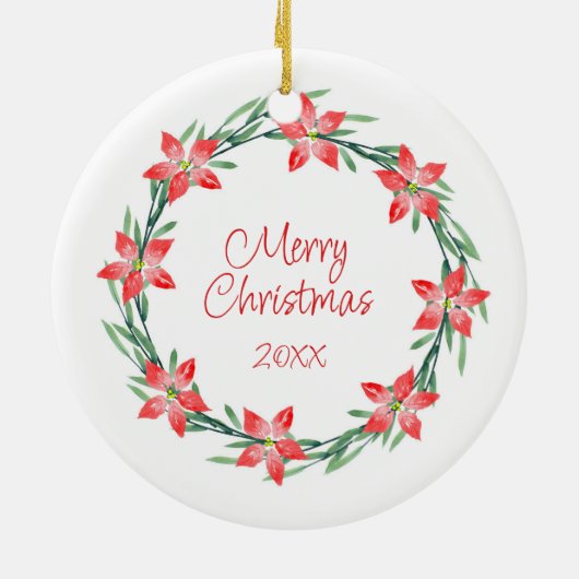 Waterverf Poinsettia laat Wreator Keramisch Ornament (Achterkant)