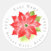 Waterverf Poinsettia-labels Ronde Sticker (Voorkant)