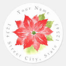 Waterverf Poinsettia-labels