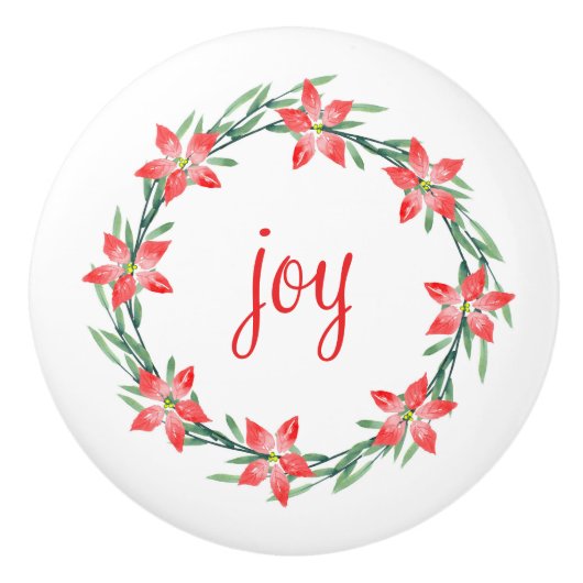 Waterverf Poinsettia Leaves Keramische Knop (Voorkant)