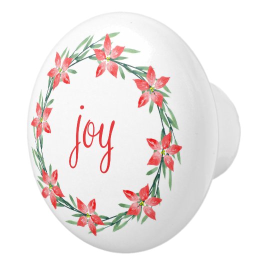 Waterverf Poinsettia Leaves Keramische Knop (Rechts)