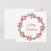 Waterverf Poinsettia Leaves Wreath Holiday Kaart (Voorkant / Achterkant)