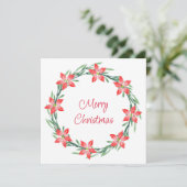 Waterverf Poinsettia Leaves Wreath Holiday Kaart (Staand voorkant)