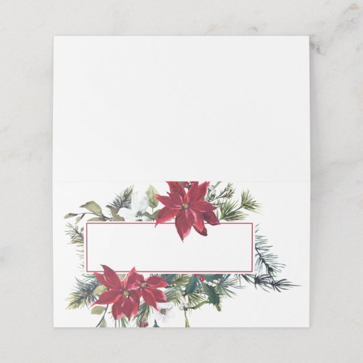 Waterverf poinsettia lijst Kerst Plaatskaartje (Buitenkant ongevouwen)