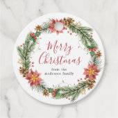  Waterverf Poinsettia Merry Kerstmis Bedankjes Labels (Voorkant)