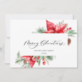 Waterverf Poinsettia Mistletoe kerstgroet Feestdagenkaart (Voorkant)