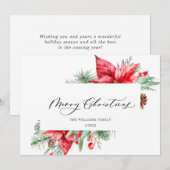 Waterverf Poinsettia Mistletoe kerstgroet Feestdagenkaart (Voorkant / Achterkant)