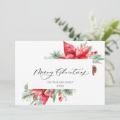 Waterverf Poinsettia Mistletoe kerstgroet Feestdagenkaart (Staand voorkant)