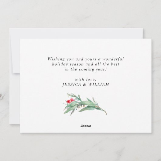 Waterverf Poinsettia Mistletoe kerstgroet Feestdagenkaart (Achterkant)