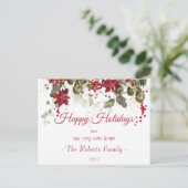 Waterverf Poinsettia New Home Kerstfeestdag Briefkaart (Staand voorkant)