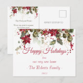 Waterverf Poinsettia New Home Kerstfeestdag Briefkaart (Voorkant / Achterkant)