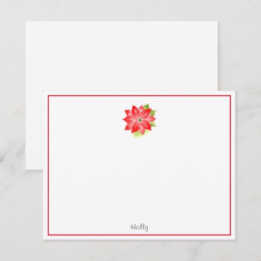 Waterverf Poinsettia Notitiekaartje (Voorkant / Achterkant)