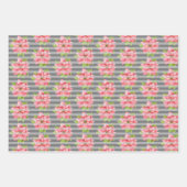 Waterverf Poinsettia over strepen Inpakpapier Vel (Voorkant 3)