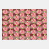 Waterverf Poinsettia over strepen Inpakpapier Vel (Voorkant 2)