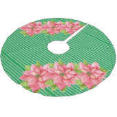 Waterverf Poinsettia over strepen Kerstboom Rok (Gekanteld)