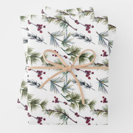 Waterverf Poinsettia Patroon Inpakpapier Vel