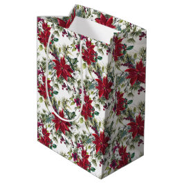 Waterverf Poinsettia Patroon Medium Cadeauzakje