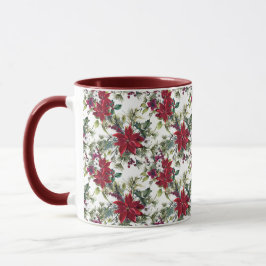 Waterverf Poinsettia Patroon Mok