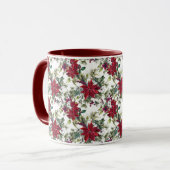 Waterverf Poinsettia Patroon Mok (Voorkant links)