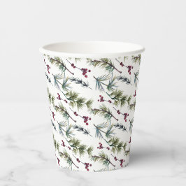 Waterverf Poinsettia Patroon Papieren Bekers