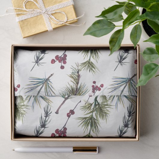 Waterverf Poinsettia Patroon Tissuepapier (Geschenk)