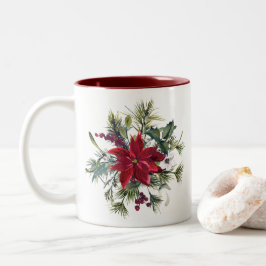 Waterverf Poinsettia Patroon Tweekleurige Koffiemok