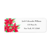 Waterverf Poinsettia Red Floral retouradres Etiket (Voorkant)