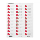 Waterverf Poinsettia Red Floral retouradres Etiket (Full Sheet)
