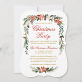 Waterverf Poinsettia Red Gold kerstparty Kaart (Voorkant)