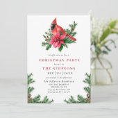 Waterverf Poinsettia Red Kardinaal Kerstfeest Kaart (Staand voorkant)