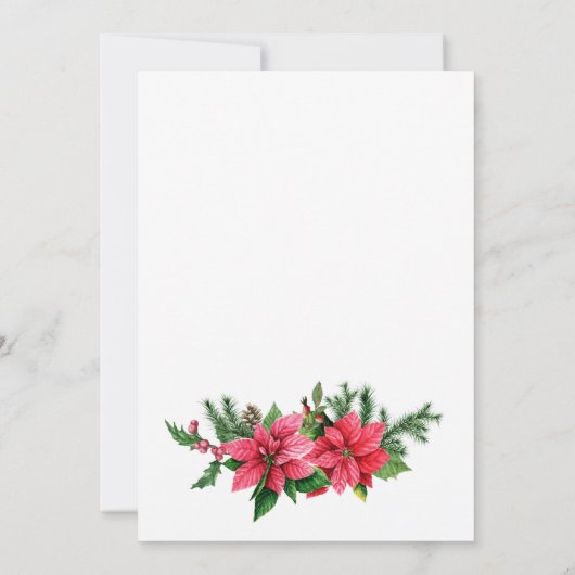 Waterverf Poinsettia Red Kardinaal Kerstfeest Kaart (Achterkant)