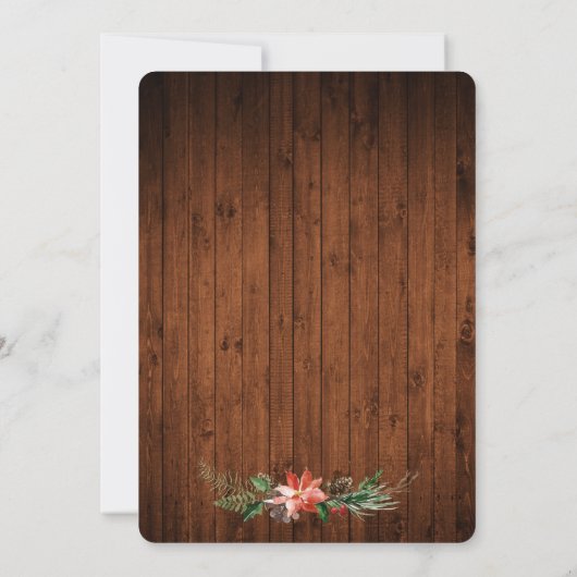 Waterverf Poinsettia Rustic Wood Holiday Partij Kaart (Achterkant)