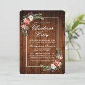 Waterverf Poinsettia Rustic Wood Kerstfeest Kaart (Staand voorkant)
