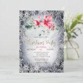 Waterverf Poinsettia Sterren Kerstmis Kaart (Staand voorkant)