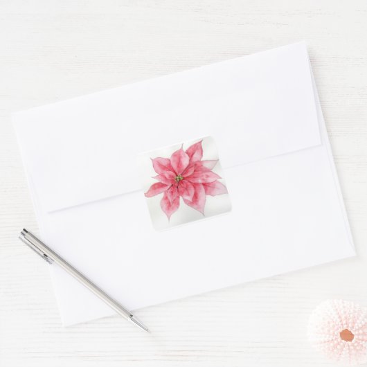 Waterverf Poinsettia Stickers (Envelop)