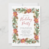  Waterverf Poinsettia Vakantie Party Kaart (Voorkant)