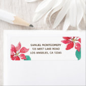 Waterverf Poinsettia Vakantie retour adres label (Insitu)