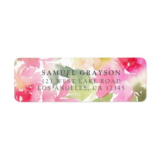 Waterverf Poinsettia Vakantie retour adres label (Voorkant)