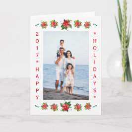 Waterverf Poinsettia-Verticale vakantie gevouwen K Feestdagen Kaart