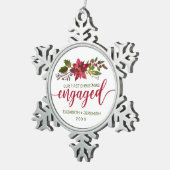 Waterverf Poinsettia voor eerste kerstmis Tin Sneeuwvlok Ornament (Rechts)