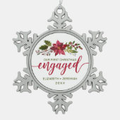 Waterverf Poinsettia voor eerste kerstmis Tin Sneeuwvlok Ornament (Voorkant)