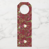 Waterverf Poinsettia Vrolijk kerstcadeau Flessenhanger (Achterkant)