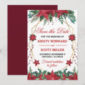 Waterverf Poinsettia Wedding Save the Date Kaart (Voorkant / Achterkant)