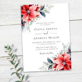 Waterverf Poinsettia Winter alles in één QR-code Kaart