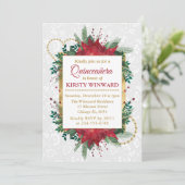 Waterverf Poinsettia Winter Kerstmis Quinceañera Kaart (Staand voorkant)